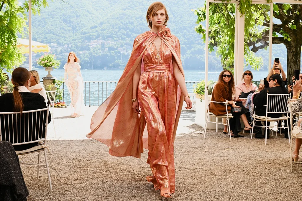 Chanel Cruise 2025/26 collection showcased at Lake Como featuring relaxed silhouettes, silk scarves, nautical styles and luxury handbags