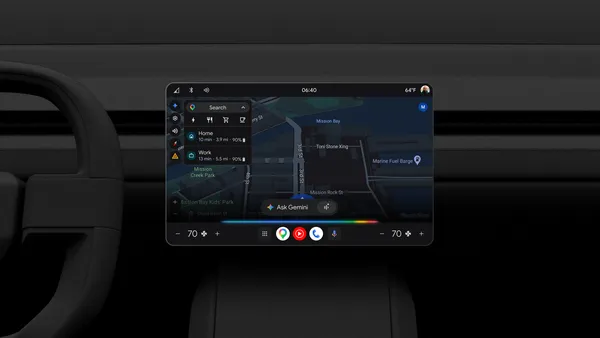 汽車儀表板顯示語音助理 Gemini 升級提示